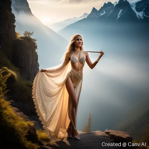 naked elvish beauty playing harp on top ...