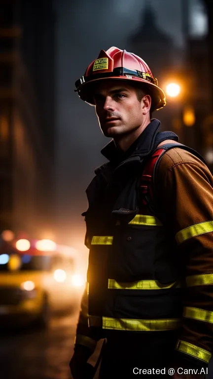 european firefighter in work